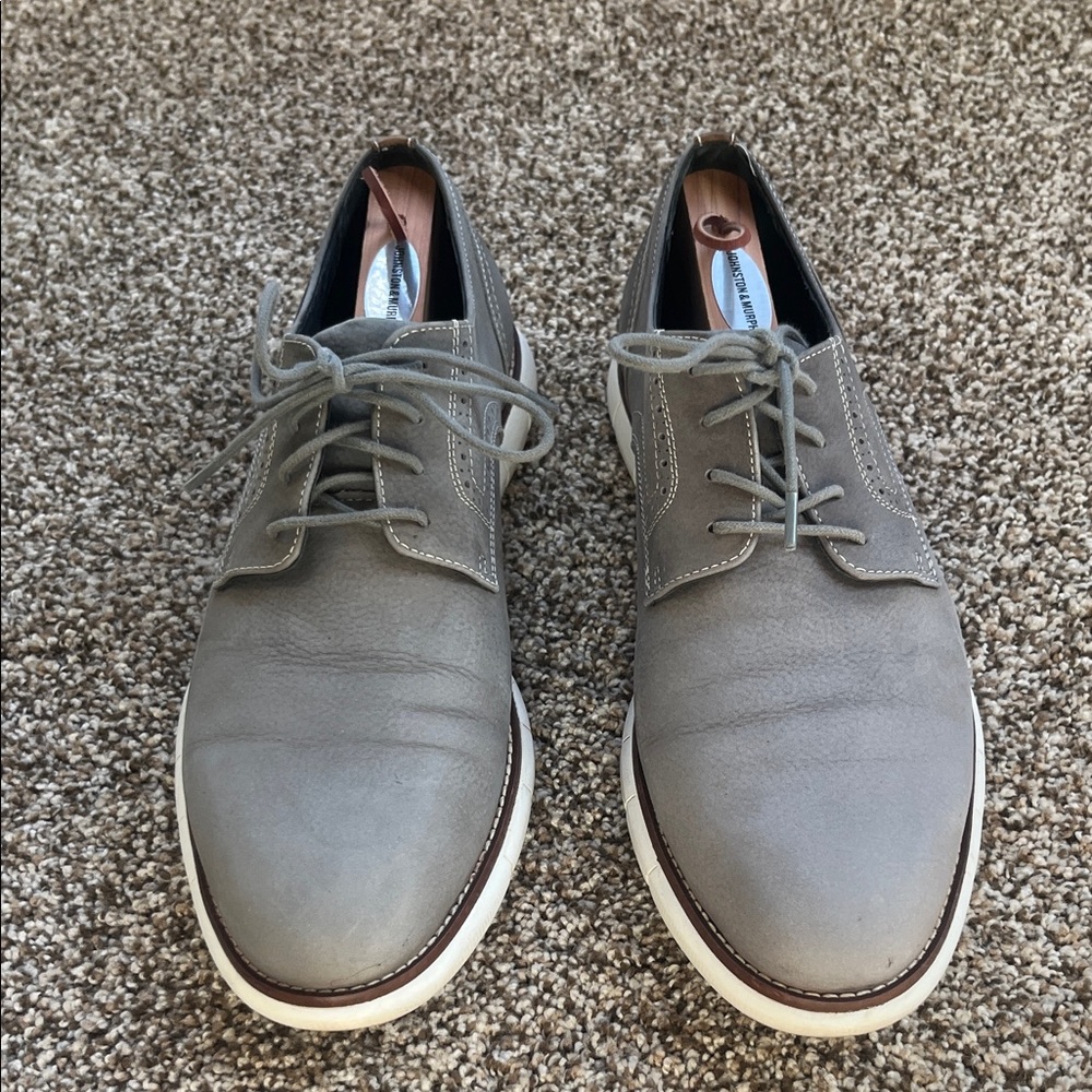 Johnston & Murphy Gray Leather Oxfords